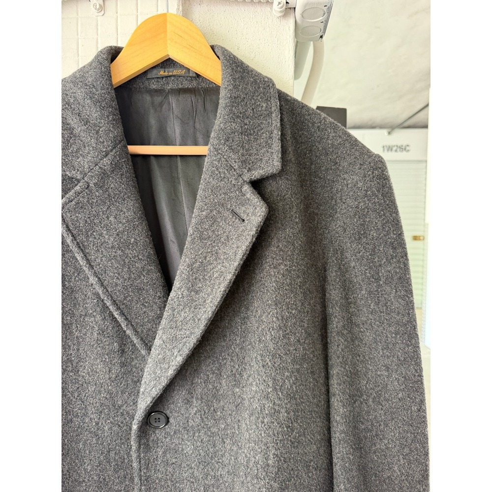 Vintage London Fog 100% Pure Wool Single-Breasted Overcoat 44 Reg Gray Longline - Picture 3 of 9